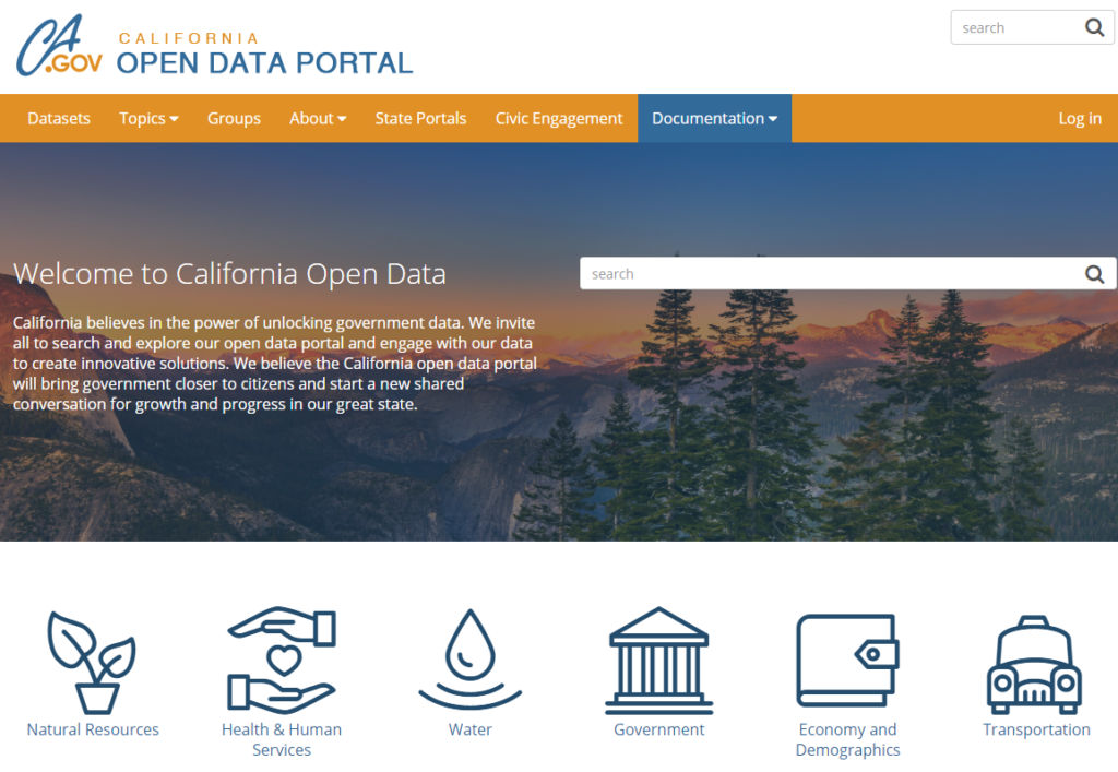 open data portal screenshot