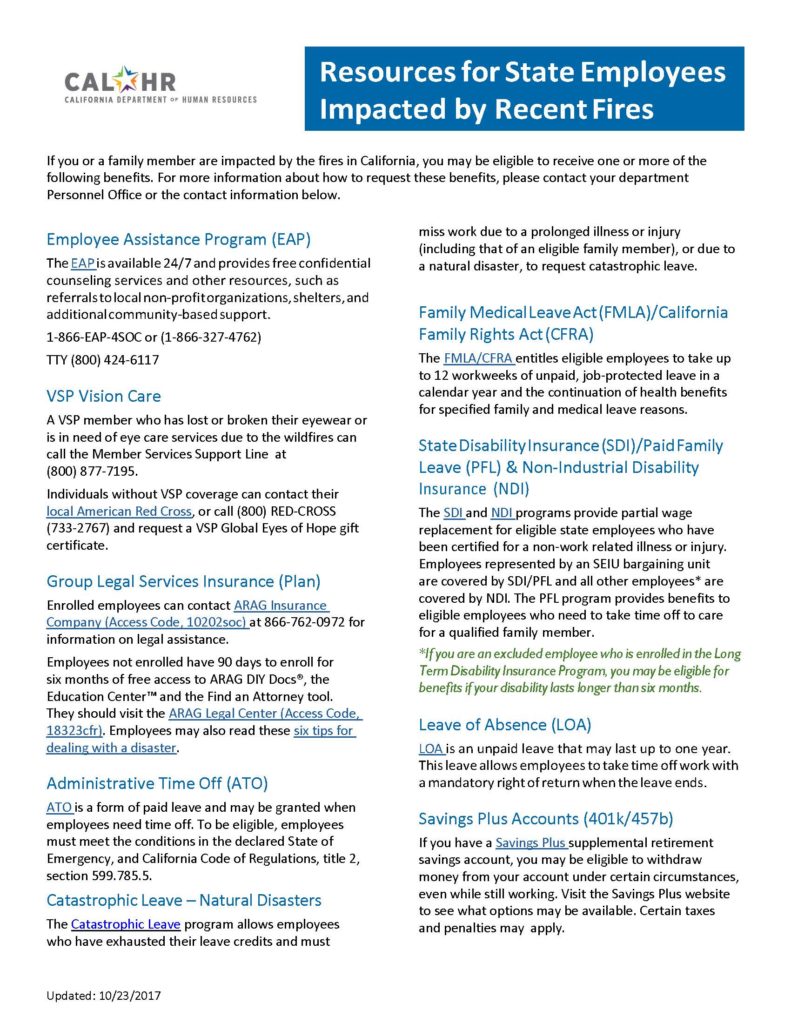CalHR resource sheet